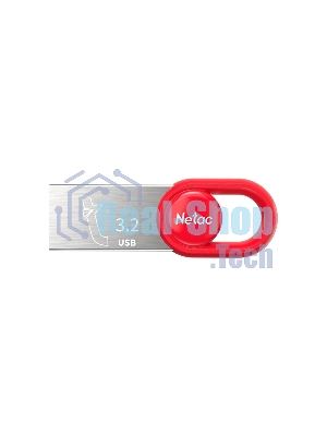 Флешка USB Netac UM2 (NT03UM2N-128G-32RE), 128Gb, USB 3.0, R/W 130/50, серебристый/красный