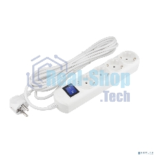 Удлинитель PC 3 м, 4 р с/з, с выкл.16А бел. PC-5B-3M