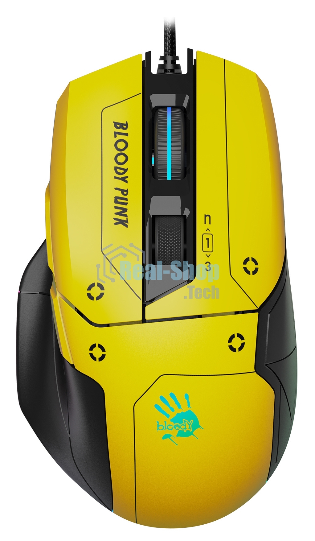 Мышь проводная A4Tech Bloody W70 Max желтый/черный, 10000 dpi, USB, кнопки - 9