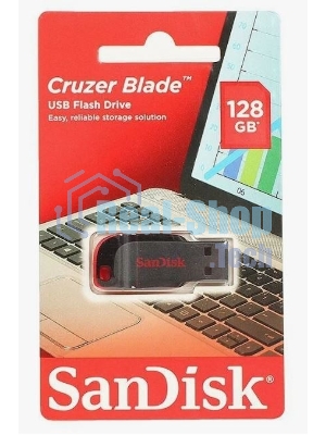 Флешка USB SanDisk Cruzer Blade (SDCZ50-128G-B35), 128Gb, USB 2.0, Type-A, R/W 16/4, черный