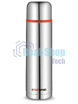 Термос Starwind 10-1000 1 л. серебристый/красный, картонная коробка