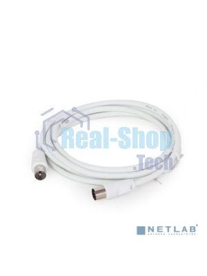 Кабель телевизионный Cablexpert CCV-515-W, Coaxial M/F, белый, 1.8м