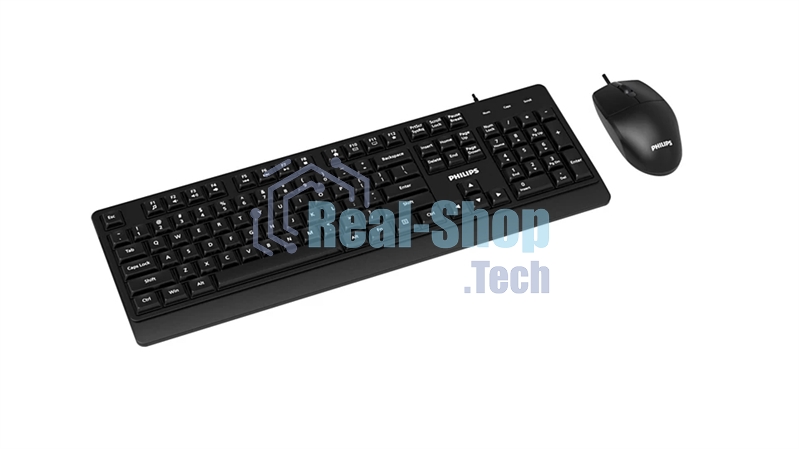 Комплект клавиатура+мышь Philips SPT6247 проводной, USB, 1600 DPI, чёрный