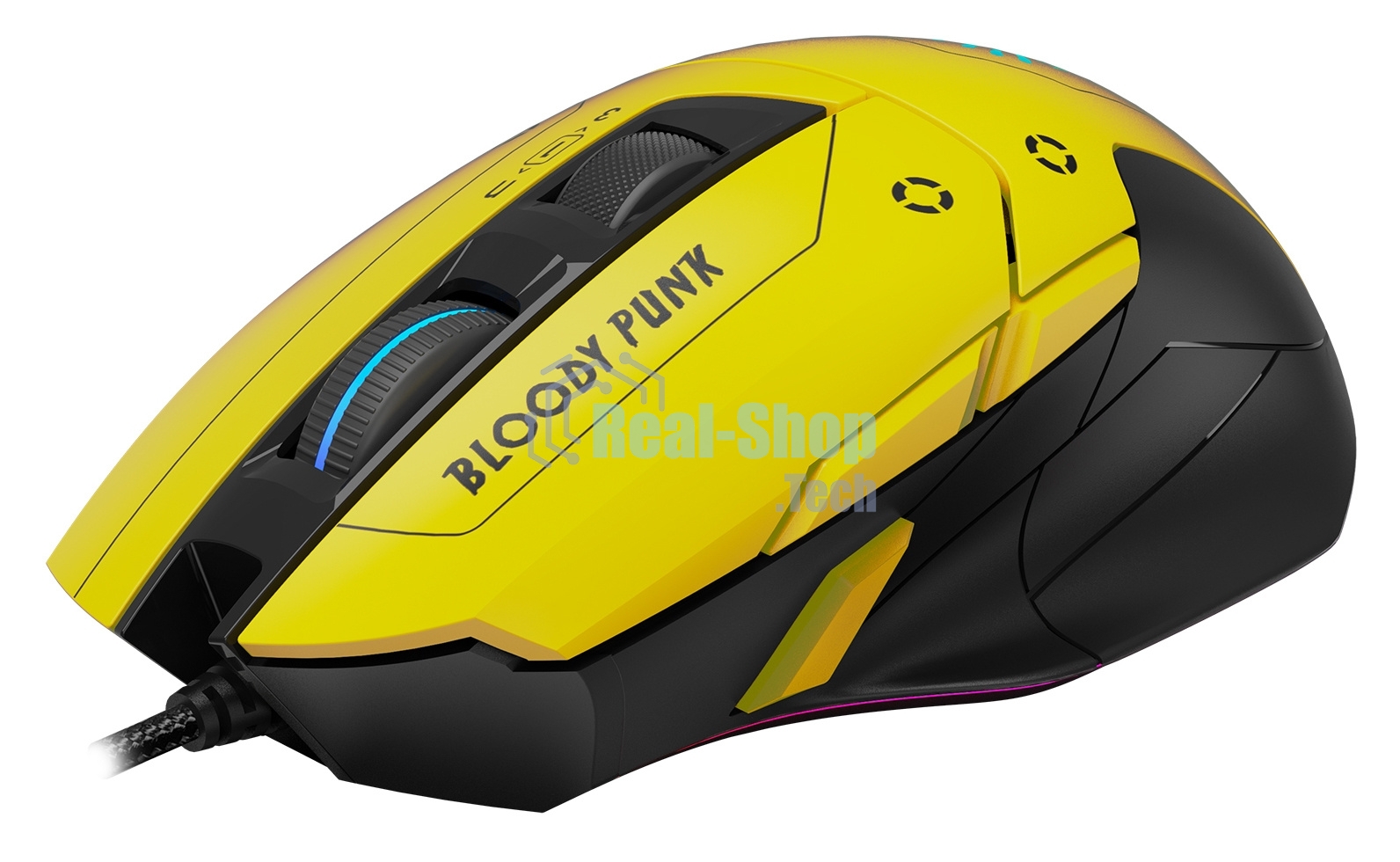 Мышь проводная A4Tech Bloody W70 Max желтый/черный, 10000 dpi, USB, кнопки - 9
