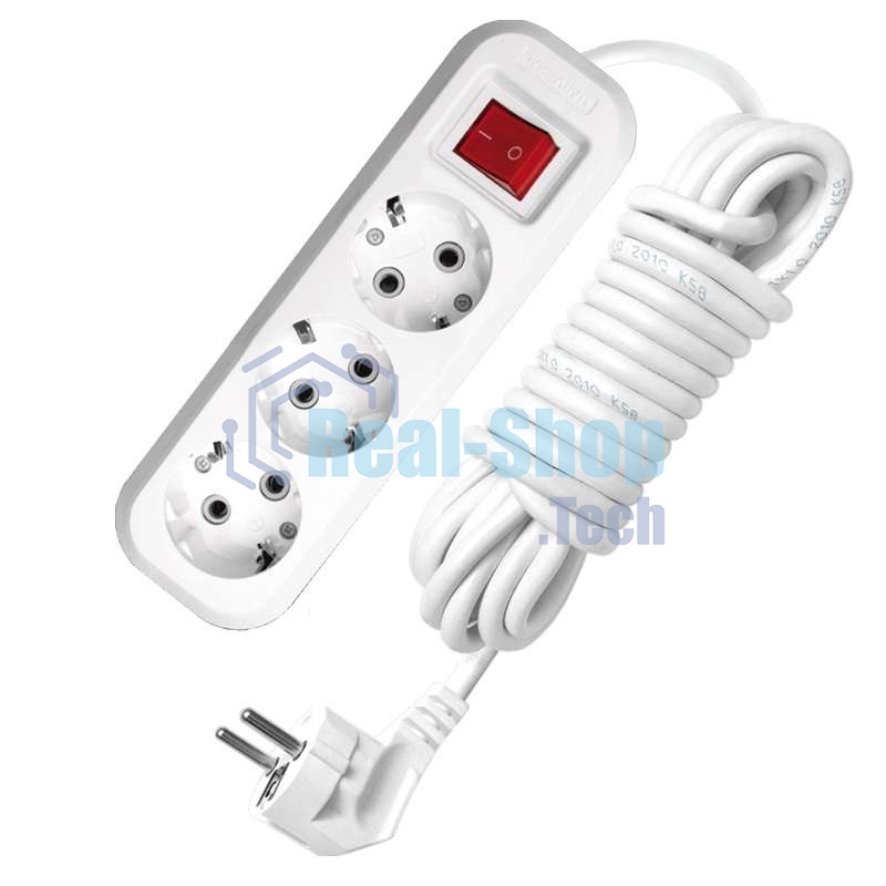 Удлинитель 3х5 м с заземл. 16А IP20 S-303 с выкл. ПВС 3х1 UNIVersal 9631987
