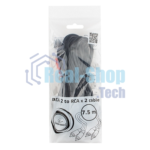 Кабель аудио Cablexpert CCA-2R2R-7.5M, 2xRCA - 2xRCA, 7,5м