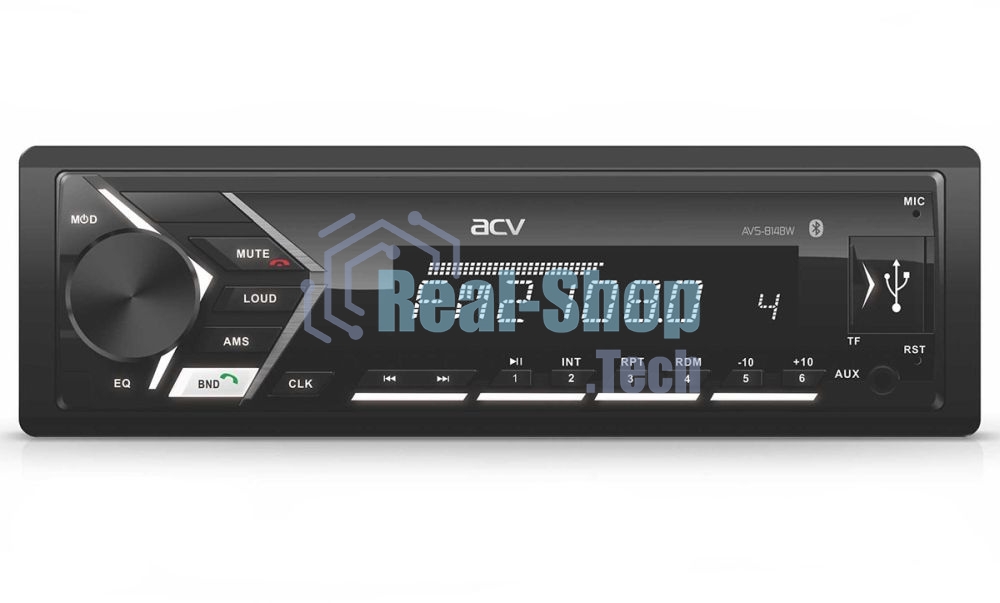 Автомагнитола ACV AVS-814BW, 1 DIN, Bluetooth, USB Type-A, AUX