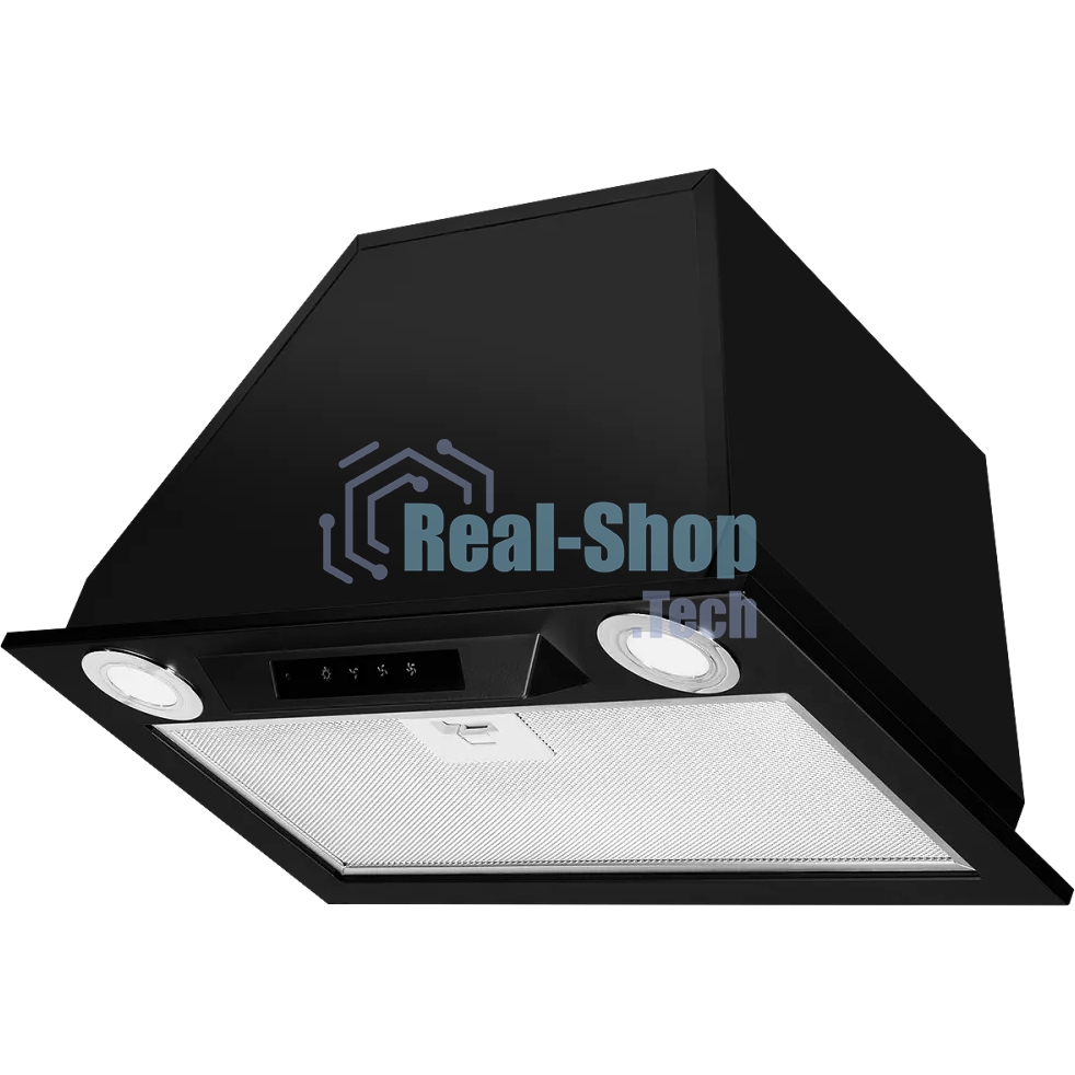 Вытяжка встраиваемая Kuppersberg INLINEA 52 Black, ширина 52 см, отвод/рециркуляция, 850 м3/час, электронное сенсорное управление, таймер, пульт ДУ, 3 скорости, светодиодное освещение 2х3,5 Вт, металлический жироулавливающий фильтр, угольный фильтр С6С (опция), 42 дБ, черный