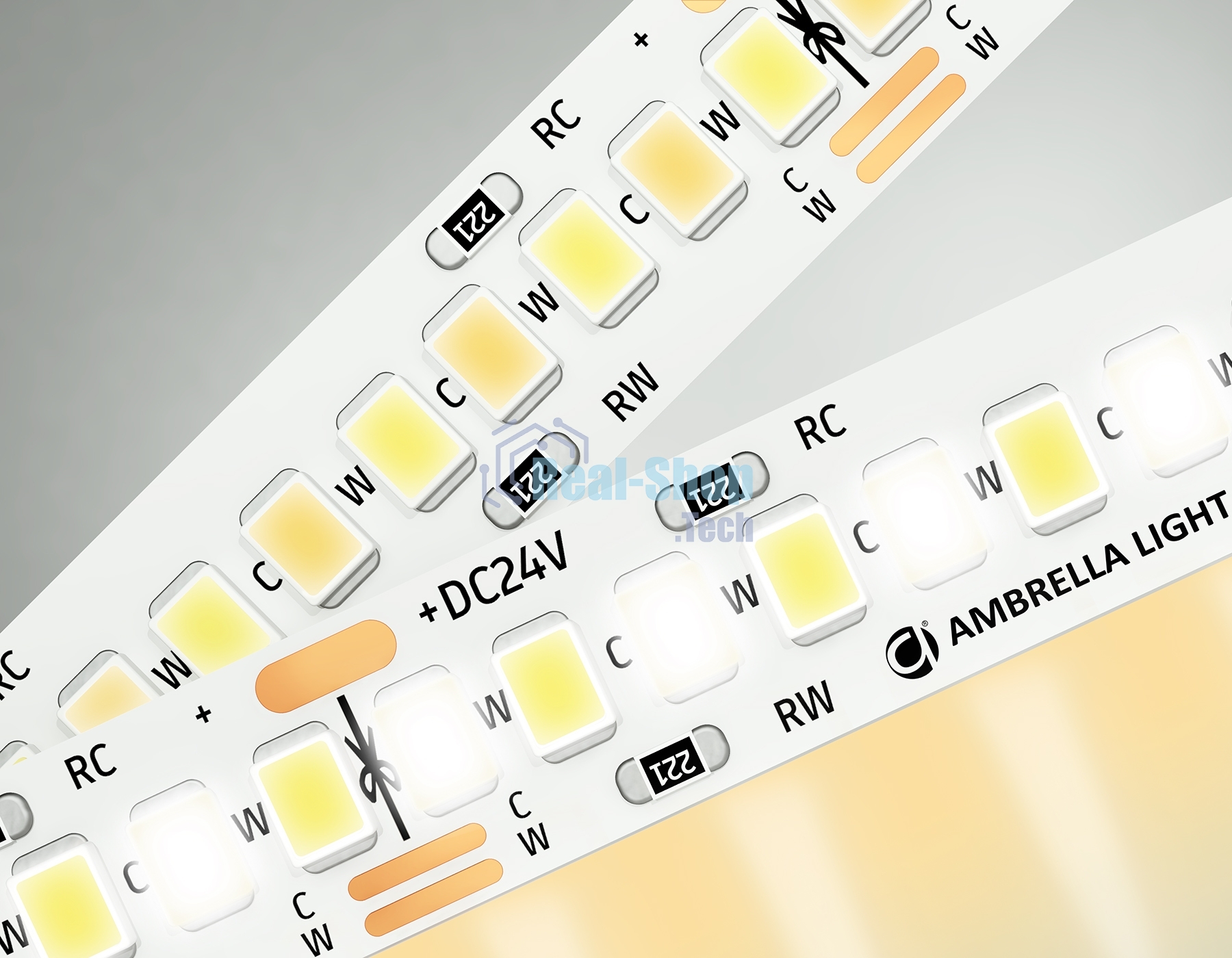 Светодиодная лента Ambrella light GS4151 2835 240Led/ 18W m/ 24V IP20 CCT 3000-6500K/5000*10*1.2mm (3 конт.)