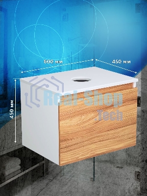 Комплект: тумба Bau Dream Blackwood 60, 1 ящик, раковина BAU Cerama 48х37, темно-серая, смеситель Hotel Dream, черный выпуск клик клак черный