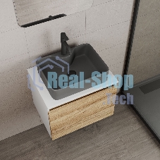 Комплект: тумба Bau Dream Blackwood 60, 1 ящик, раковина BAU Cerama 48х37, темно-серая, смеситель Hotel Dream, черный выпуск клик клак черный