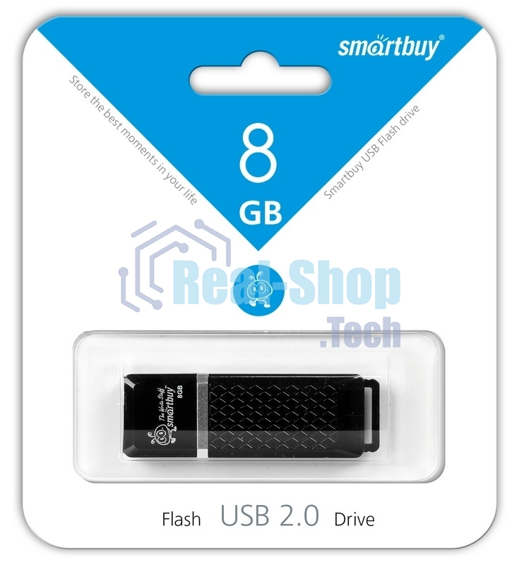 Флешка USB Smartbuy Quartz black (SB8GBQZ-K), 8Gb, USB 2.0, R/W 15/5, черный