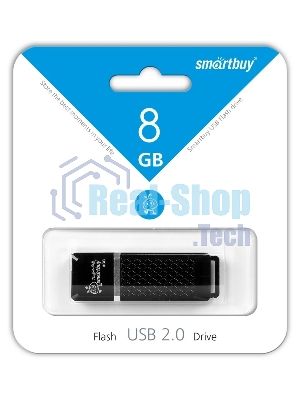 Флешка USB Smartbuy Quartz black (SB8GBQZ-K), 8Gb, USB 2.0, R/W 15/5, черный