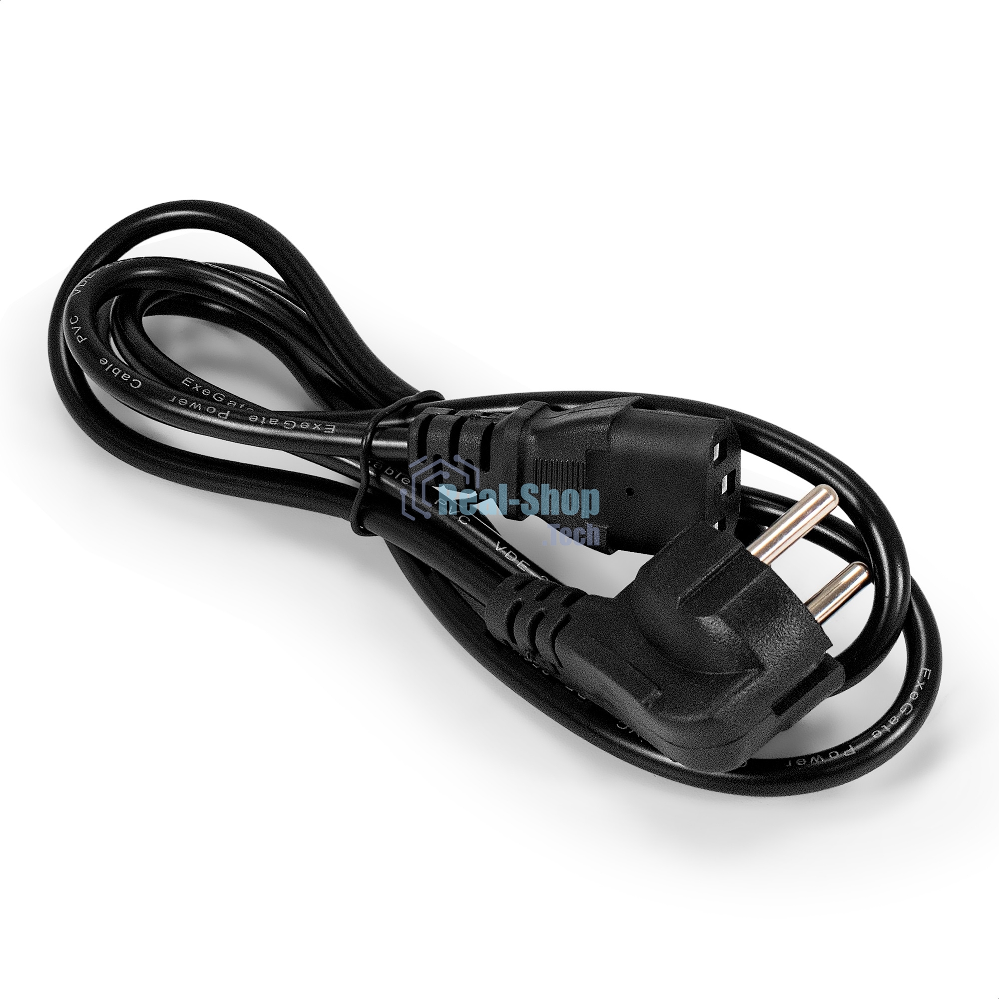 Кабель питания ExeGate Power PC-1,5P (Евровилка угловая Schuko->C13, VDE-250V-3*0.5мм2, медь, черный, 6A, 1.5м)