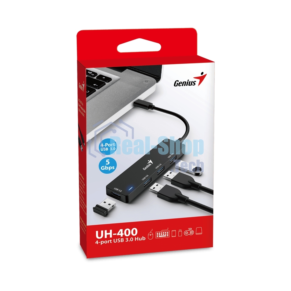 USB-концентратор Genius UH-400, USB Type-C, USB 3.0, USB