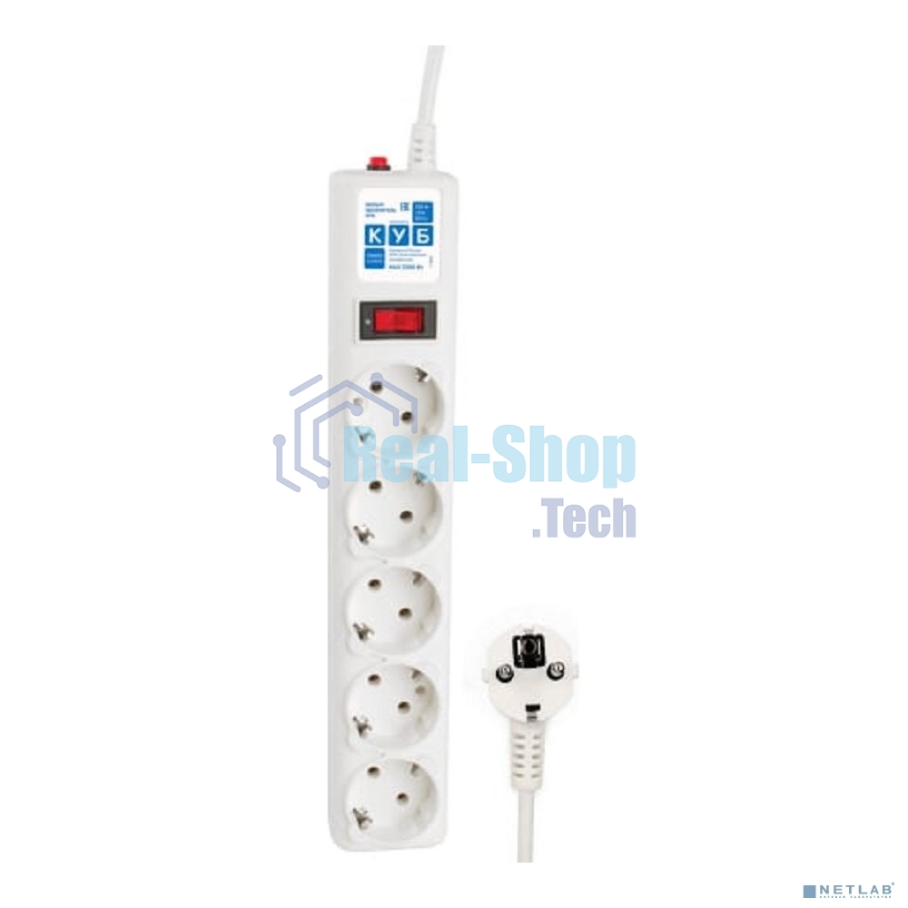 Сетевой фильтр Powercube SPG-B-6-WHITE 1.9 м, 5 розеток, белый, коробка