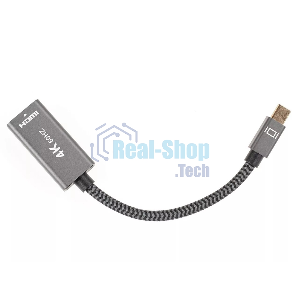 Адаптер miniDP --> HDMI-F 0.15м, оплетка, 4K@60Hz, Telecom (TA565)