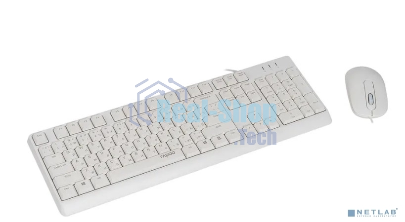 Клавиатура + мышь Rapoo X130PRO клав:белый мышь:белый, 1.5м, доп. защита от влаги