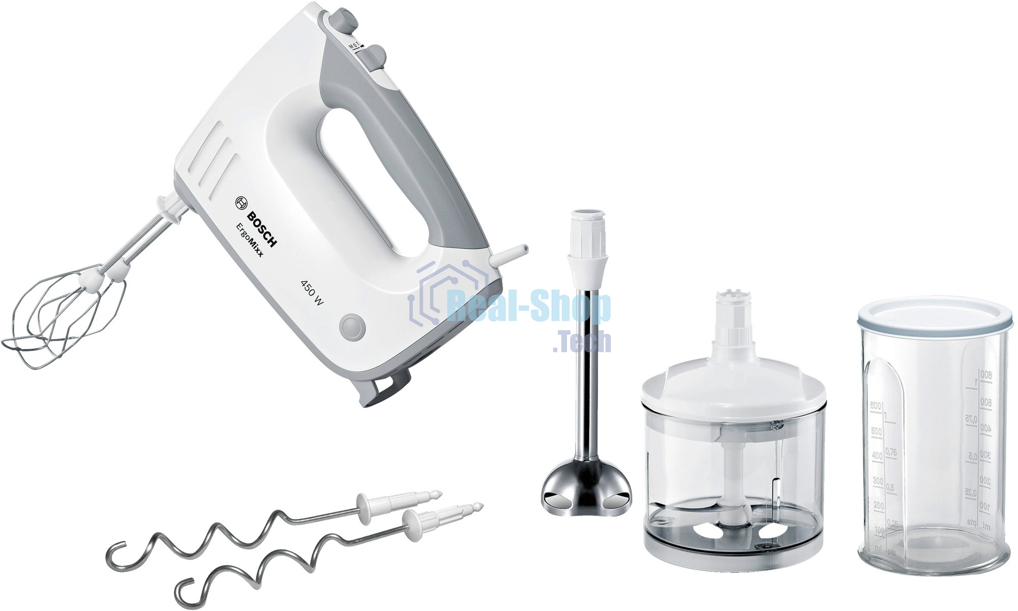 Миксер ручной Bosch MFQ36480 450Вт белый/серый
