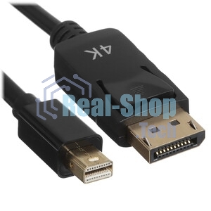Кабель GoPower miniDisplayPort (m)-DisplayPort (m) 1м ver.1.4 черный Premium Zip-Lock c подвесом (1/
