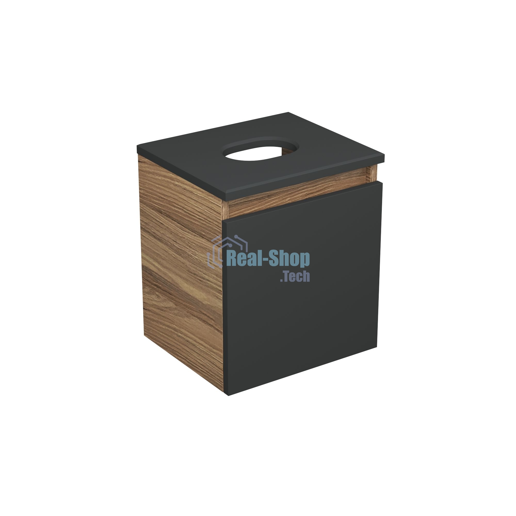 Тумба Bau Dream Blackwood 35 с ящиком, графит, раковина BAU Mini 24х24,