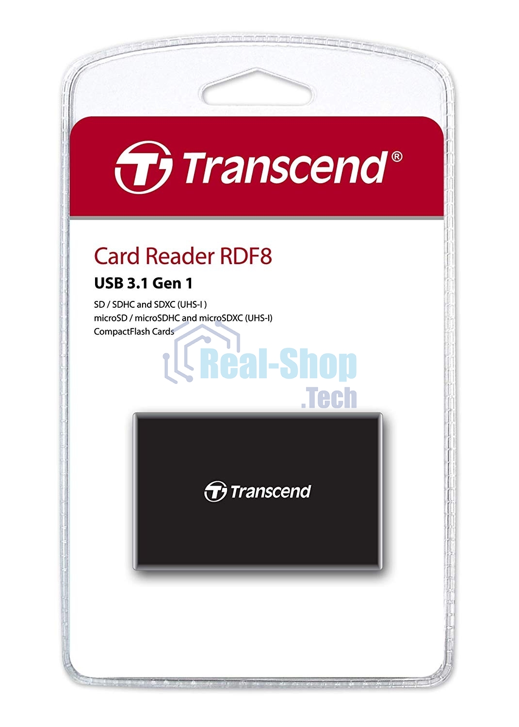 Кард-ридер Transcend RDF8/черный/SDXC,SDHC,microSDXC,microSDHC,CompactFlash,CompactFlash/USB 3.0/пластик