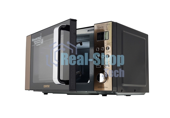 Микроволновая печь Centek CT-1584 черный/золотистый, 20 л, 700 Вт, переключатели - кнопки, поворотный механизм