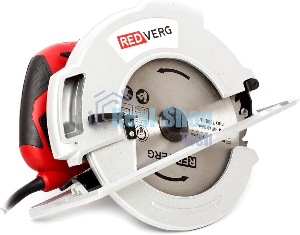 Дисковая пила RedVerg RD-CS220-85. 2200Вт; диск 235/30мм; 4700 об/мин; пропил: при 90