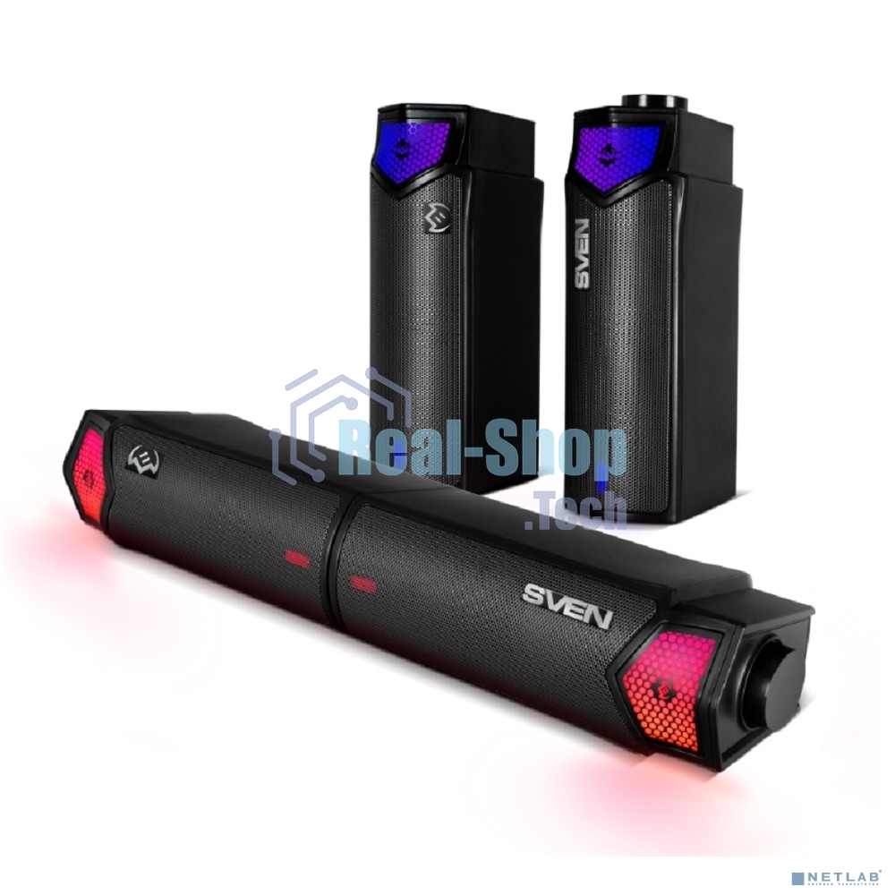 Саундбар мини SVEN SB-G1450, черный (10 Вт, питание USB, Bluetooth, подсветка)