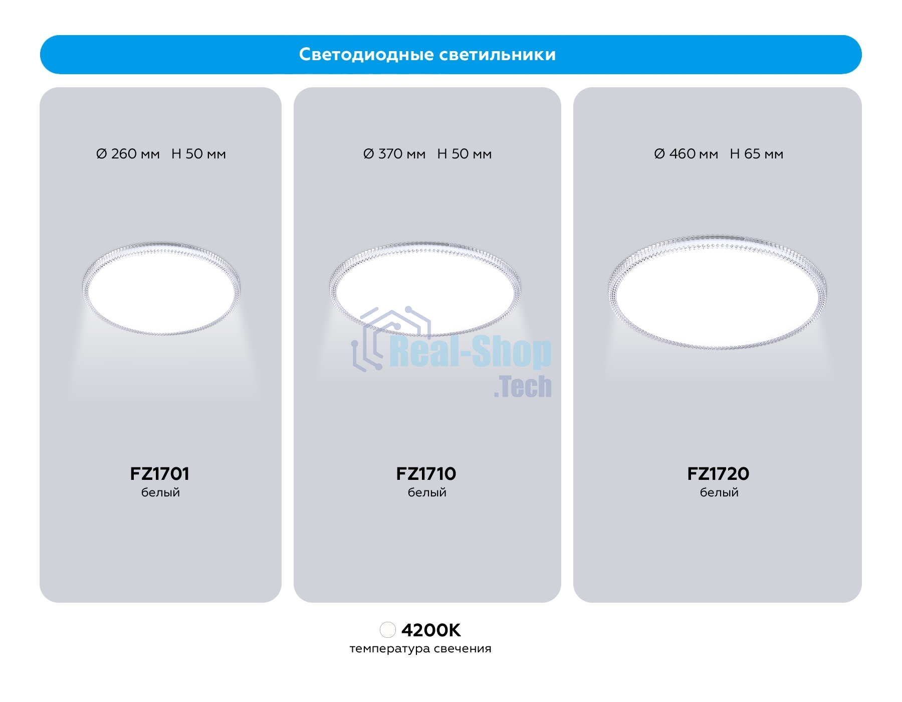 Потолочный светодиодный светильник Ambrella light FZ1701 WH белый IP20 20W 4200K 260*50 (Без ПДУ)