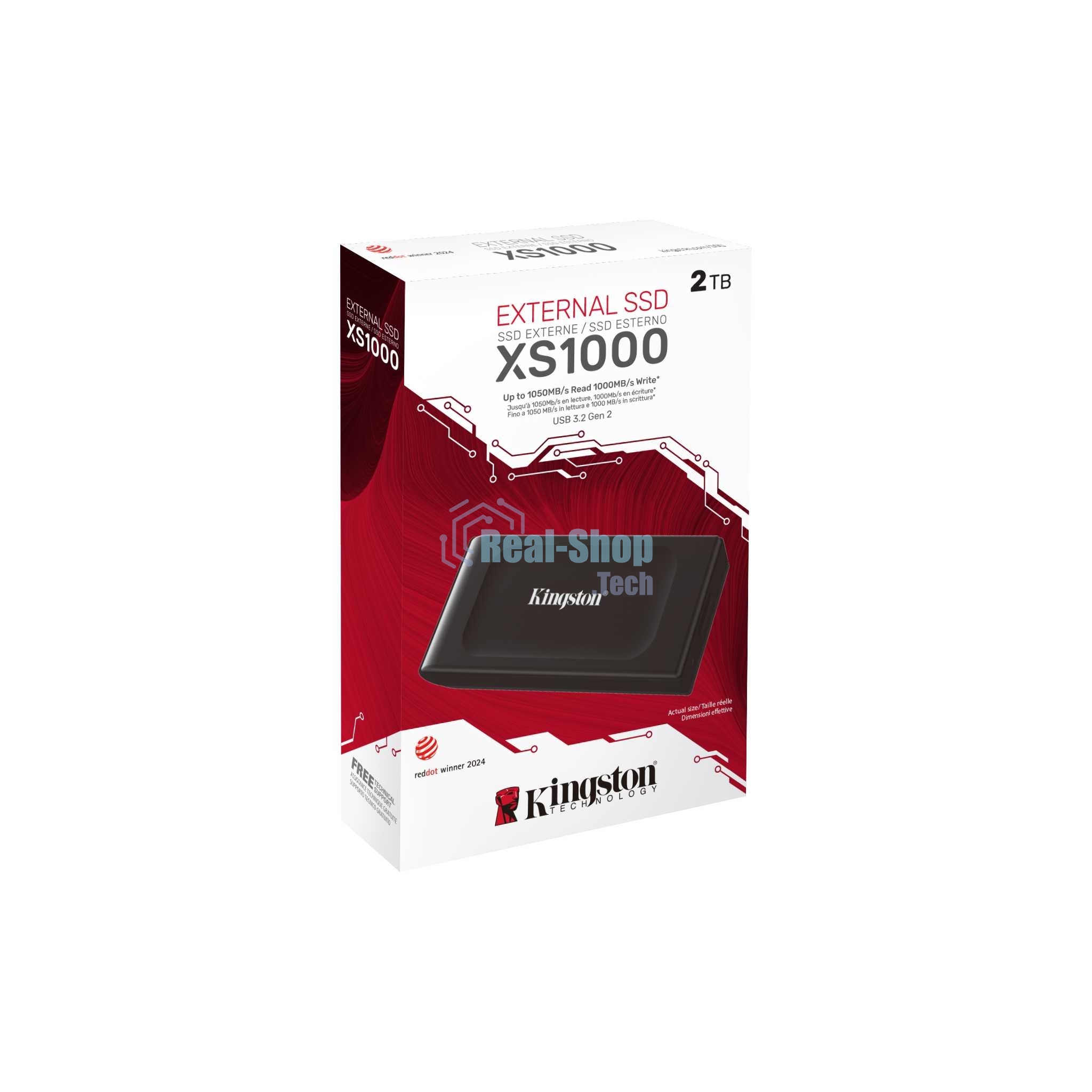 Внешний SSD Kingston XS1000, 1Tb, USB Type-C 3.1, R/W 1050 МБ/с/ 1000 МБ/с черный