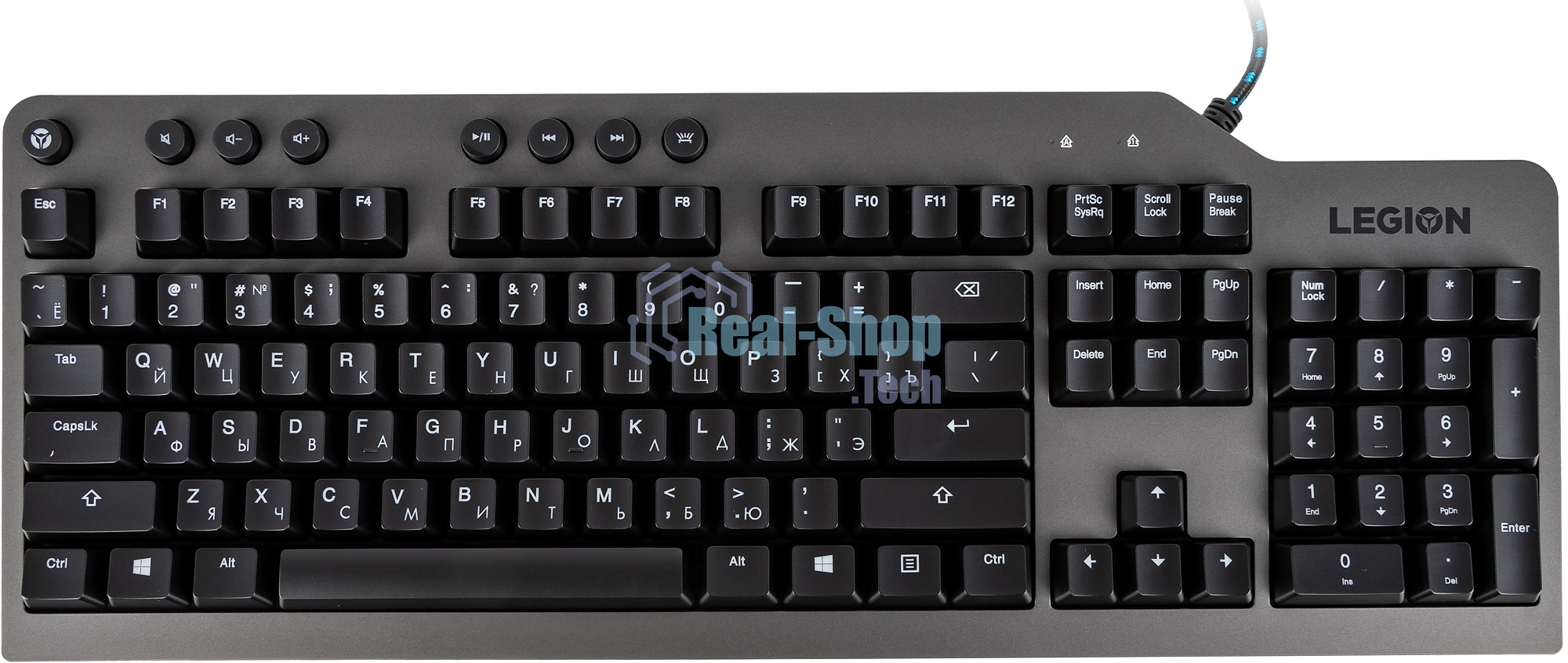 Клавиатура Lenovo Legion K500 RGB Mechanical проводная, USB Type-A, серый