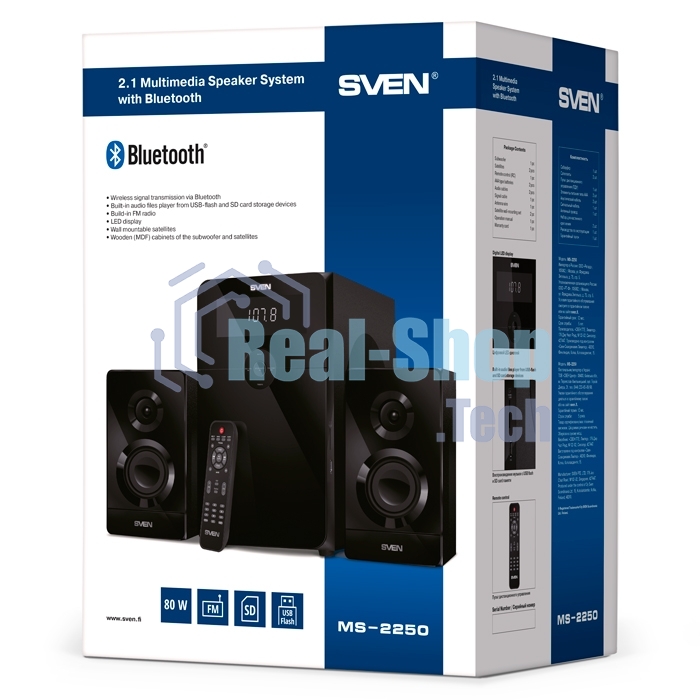 Акустическая система SVEN AC MS-2250, черный (80Вт, FM-тюнер, USB/SD, дисплей, ПДУ, Bluetooth)