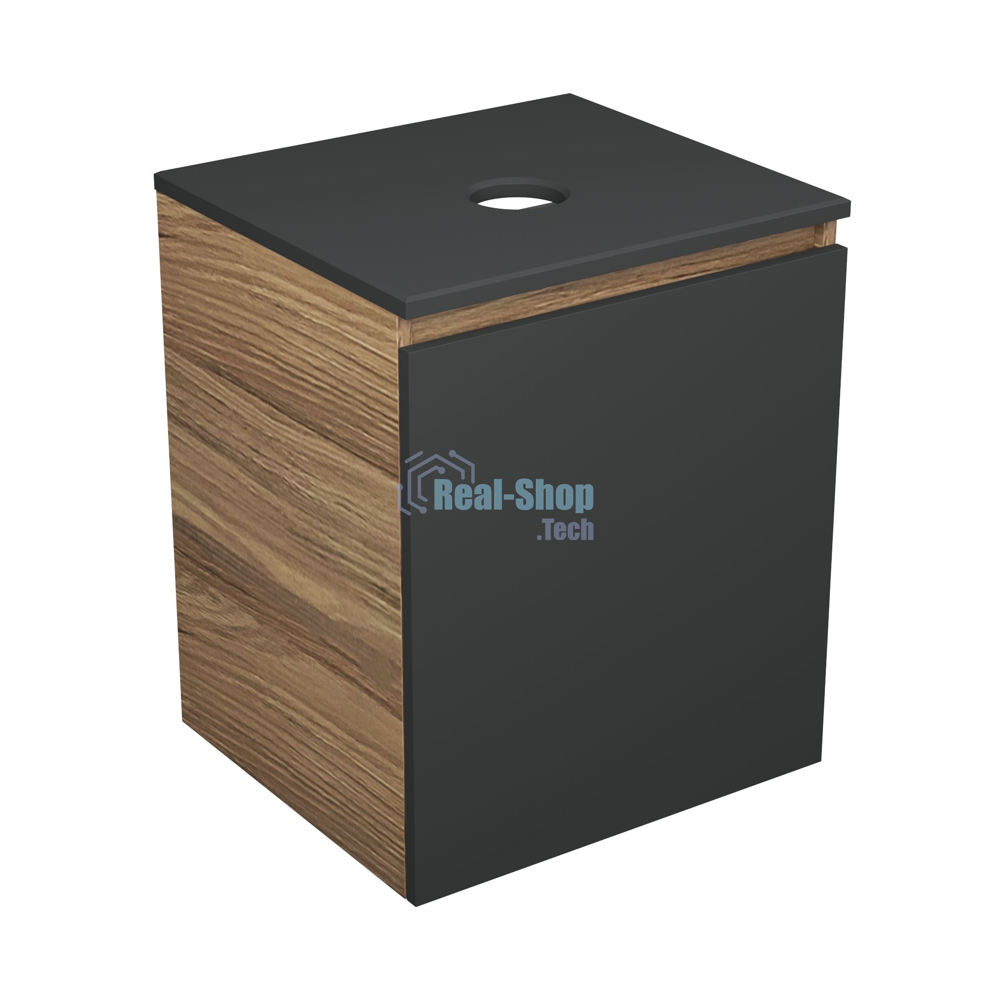 Тумба Bau Dream Blackwood 50 графит, раковина BAU Cerama 48х37 темно-серая матовая