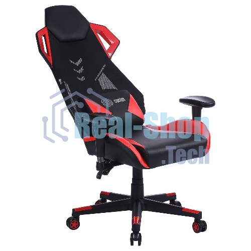 Кресло игровое Cactus CS-CHR-090BLR черный/красный, сиденье черный/красный, эко.кожа/сетка, крестовина пластик, пластик черный