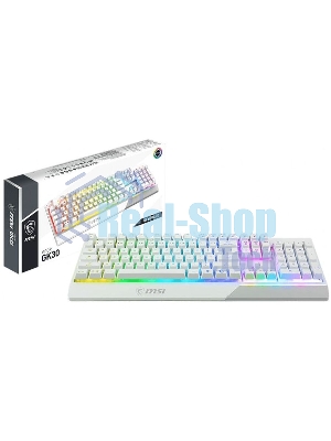 Клавиатура проводная MSI Vigor GK30 белый USB Multimedia for gamer LED (подставка для запястий)