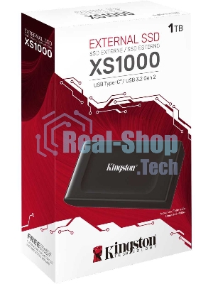Внешний SSD Kingston XS1000, 1Tb, USB Type-C 3.1, R/W 1050 МБ/с/ 1000 МБ/с черный