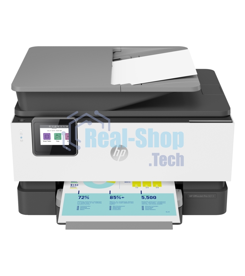МФУ струйное HP OfficeJet Pro 9013 AiO Printer, A4, цветной, печ. до 32/18 стр/мин. (ч/б/цв.), скан. до 8 стр/мин., 1200 x 4800 dpi (печ.), 1200x1200dpi (скан.), USB, RJ-45, Wi-Fi