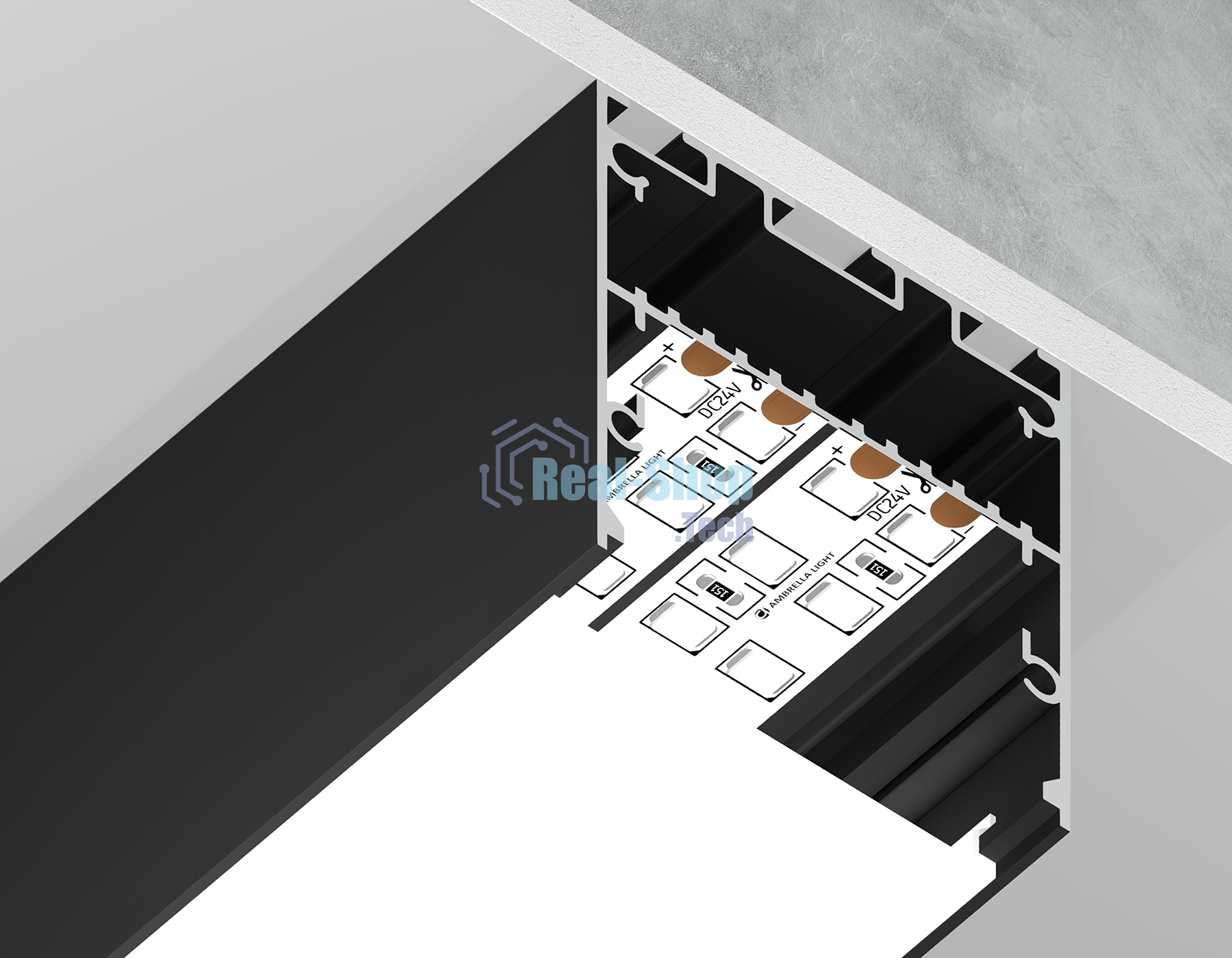 Алюминиевый профиль Ambrella light GP3050BK черный 2000*42*45
