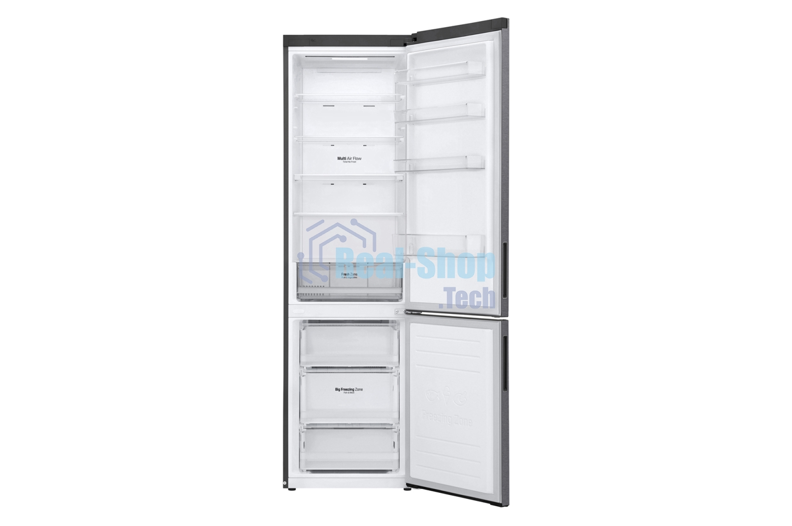 Холодильник LG GA-B509CLSL графитовый двухкамерный 277/107л морозилка снизу, No Frost