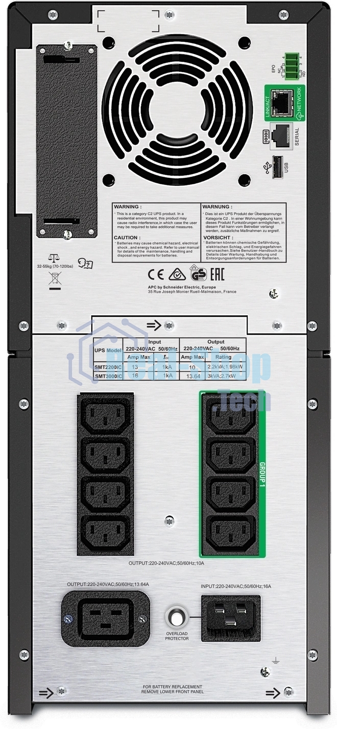 Источник бесперебойного питания APC Smart-UPS SMT2200IC/2200 ВА/1980 Вт/8xIEC320 С13, 1xIEC320 С19