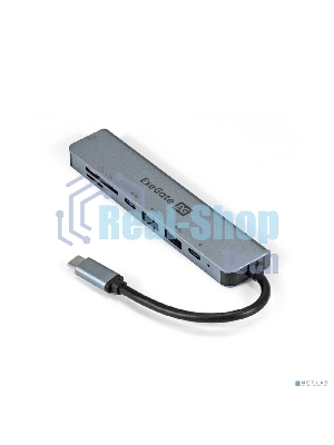 USB-концентратор ExeGate EX293983RUS DUB-21C/PD/CR/H (кабель-адаптер USB Type-C --> 2xUSB3.0 + Card Reader + PD 100W + HDMI 4K@60Hz, Plug&Play, серый)