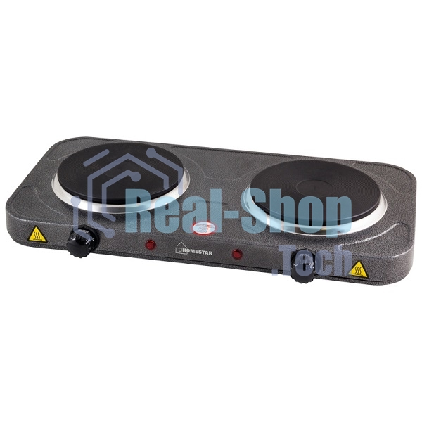 Плита настольная электрическая Homestar HS-1104 серый, 2 кВт, ТЭН, конфорки - 2, эмаль, поворотные переключатели