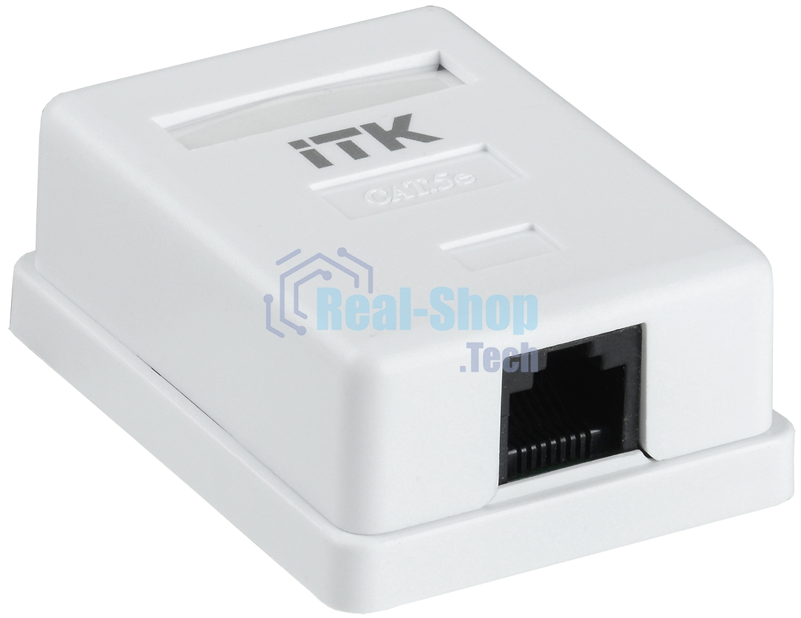 Настенная информационная розетка RJ45 8P8C, кат.5Е, UTP, 1-порт, белая 