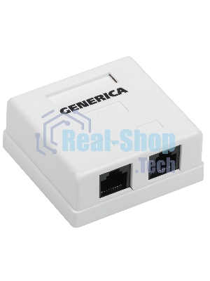 Настенная информационная розетка RJ45 8P8C, кат.5Е UTP, 2-порта, белая 