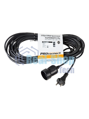 Удлинитель-шнур PROconnect ПВС 2х0.75, 10 м, б/з, 6 А, 1300 Вт, IP20, черный