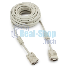 Кабель Gembird/Cablexpert VGA Premium, 15M/15M, 10м, серый, тройной экран, феррит.кольца