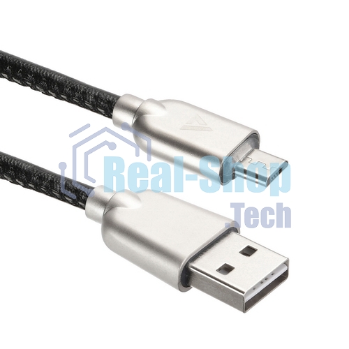 Кабель USB ACD-Allure MicroUSB - USB-A Кожа, 1м, черный