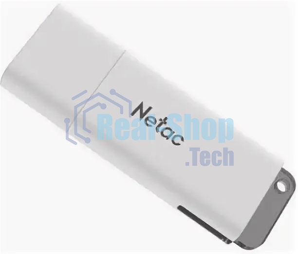 Флешка USB Netac U185 (NT03U185N-064G-20WH), 64Gb, USB 2.0, R/W 25/10, белый/серый