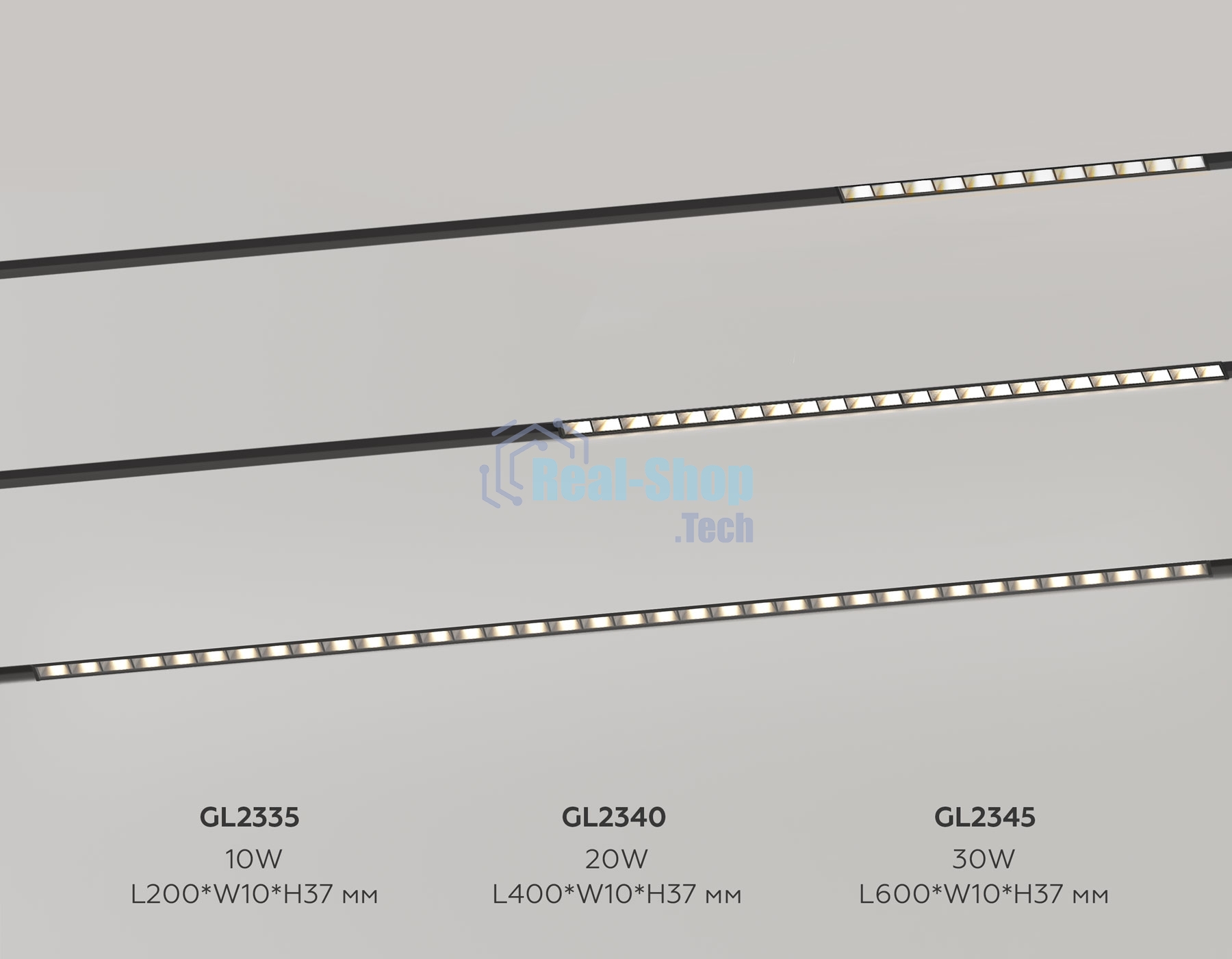 Трековый светильник GL2345 BK черный IP20 30W 3CCT 3000-6400K 48V 600*10*37